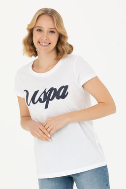 Kad_n Beyaz Bisiklet Yaka Ti__rt