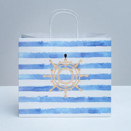 Пакет подарочный крафтовый, упаковка, Якорь, 32?28?15 см