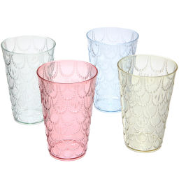 Цена за 2 шт. Стакан пластиковый 440мл "Кружево" в наборе 4шт, микс цветов