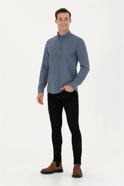 Мужская базовая рубашка цвета индиго с длинным рукавом Неожиданная скидка в корзине - U.s. polo assn фото 4