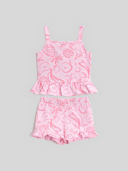 ACOOLA / Комплект детский для девочек ((1)блузка-топ и (2) шорты) Lavr_set розовый  фото 3