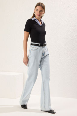 Trendyolmilla Pembe Dokuma Detayl? Regular/Normal Kal?p Orme Bluz TWOSS25BZ00214 фото 6