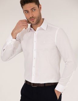 Beyaz Slim Fit Uzun Kollu G_mlek