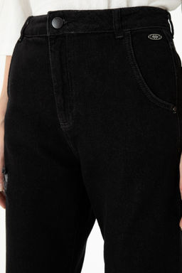 Джинсы Mom High Waist Fit черные из хлопка