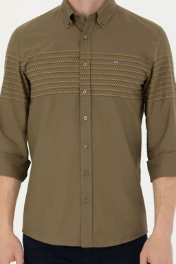 Мужская рубашка цвета хаки с длинным рукавом - U.s. polo assn фото 27
