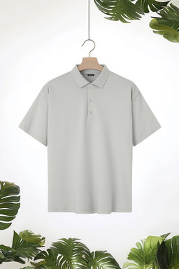 Tas Basic Oversize/Genis Kesim Tok Kumas Polo Yaka T-Shirt TMNSS24PO00012 - Trendyolmilla фото 9