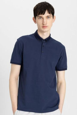 Slim Fit Dar Kesim K?sa Kollu Basic Duz Polo Tisort