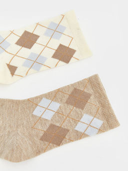 Baklava Desenli Kad?n Soket ?orap 2li