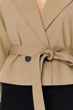 Vizon Premium Dokuma Crop Blazer Ceket TWOSS24BC00010