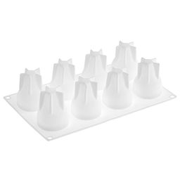 Форма силиконовая для муссовых десертов, пирожных и выпечки Груша - 8 ячеек 29,2х17х7,2см, размер ячейки д4,2х7см, цвет - белый (Китай)