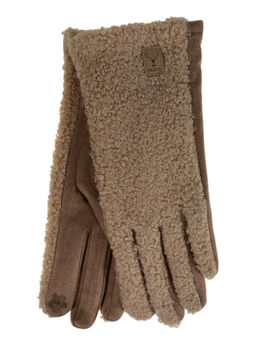 Комбинированные демисезонные женские перчатки, цвет коричневый