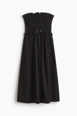 Vestido bandeau con cuerpo nido de abeja