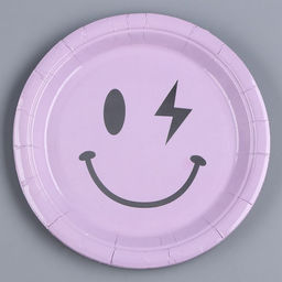 Тарелка бумажная Смайл, в наборе 6 шт., цвет сиреневый