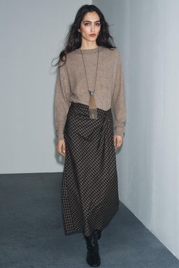 ZW COLLECTION DRAPED CHECK SKIRT
