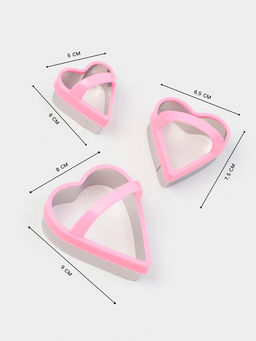 Цена за 2 шт. Формы для печенья KONFINETTA Сердце, набор 3 шт., металл, розовые  фото 2