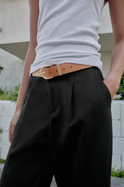 PANTAL?N CON LINO PINZAS CINTUR?N / Negro - Zara фото 6