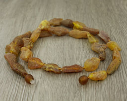 Янтарь дичка с бисером, бусы "Винтаж 2" длиной 51см