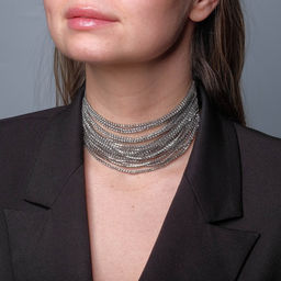 Чокер Лёд изысканный, цвет белый в серебре,30 см