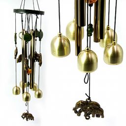 Музыка ветра Фен Шуй со слониками 4 палочки и 5 колокольчиков 60см d-9,5см