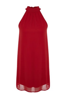 TRENDYOLMILLA Murdum Duz Kesim Halter Yaka Mini Sifon Astarl? Dokuma Elbise TWOSS23EL01059  фото 28