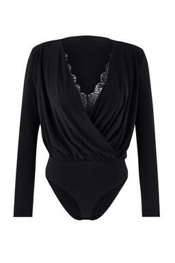 Siyah Duz Kruvaze Uzun Orme Sandy Body TPRAW26BD00029