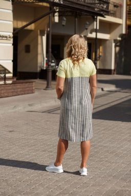 Платье 011 полоска лимон - Новый лен фото 2