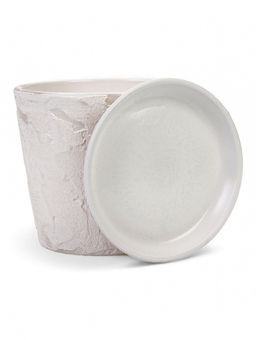 Горшок цветочный с поддоном 2,6 л, d18/h16 см белый керамика, "Венера" (М)