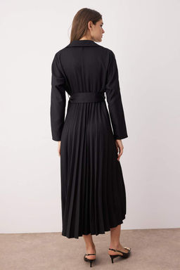 TRENDYOLMILLA Mavi Kusakl? Etegi Piliseli Kruvaze Yaka Maxi Dokuma Elbise TWOAW25EL00234  фото 4