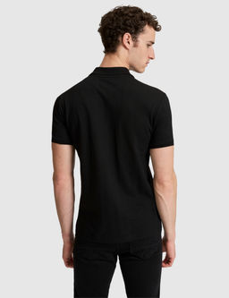 Siyah Slim Fit D__meli Polo Yaka Ti__rt