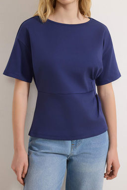 Ekru Fitted/Vucuda Oturan Kay?k Yaka Dusuk Kol K?sa Kollu Interlok Orme Bluz TWOSS26BZ00193 - Trendyolmilla фото 7