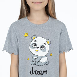Сорочка для девочки меланж панда 818 (128, 64)