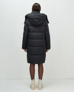 Пальто зимнее утепленное с капюшоном женское черного цвета 7700Ch - Visdeer фото 9