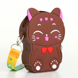 Сумка для девочки «Кошечка», поп ит, силиконовая, на молнии, коричневая
