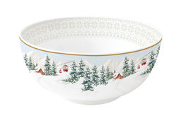 Салатник, 15х8 см, 600 мл, фарфор P, белый, Лыжники в горах, Chalet, 62637