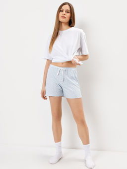 Шорты женские домашние в голубом цвете с принтом