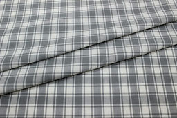 Вареный (стираный) хлопок Клетка цв.серый с зеленым оттенком, ш.2.5м, хлопок-100%, 115гр/м.кв - Купава фото 3
