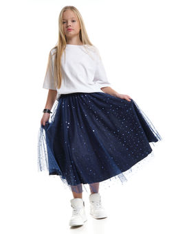 Юбка пачка длинная из фатина 22-7608 черный/зол. звезды - Mini maxi фото 28