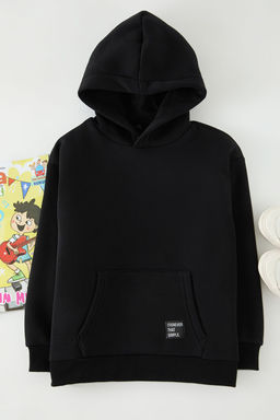 Siyah Erkek Cocuk Duz Orme Mini Me Sweatshirt TKDAW25SW00114