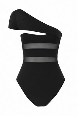 Trendyolmilla Siyah Capraz Tek Omuz Tul Detayl? Mayo TBESS25MA00128  фото 6