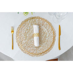 Набор салфеток сервировочных на стол Доляна Паутинка, d=38 см, 4 шт, цвет золотой  фото 6