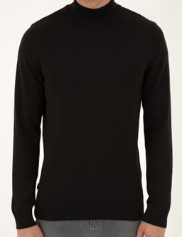 Siyah Slim Fit Yar_m Bal_k__ Yaka Basic Triko Kazak - Pierre cardin фото 6