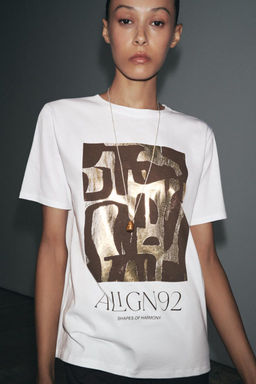 T-SHIRT WITH METALLIC PRINT - Zara фото 6