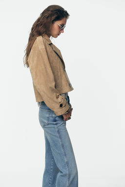 100% LEATHER SHORT TRENCH COAT
