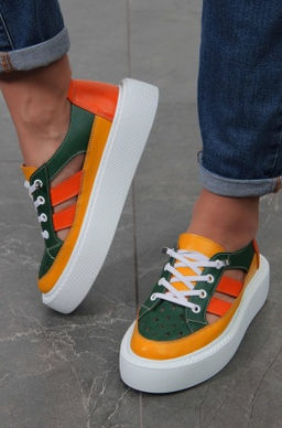 Кроссовки 165.Lusi.23w.Зеленый-оранжевый