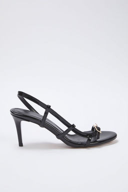 Trendyol Shoes Siyah Gold Toka Detayl? Yuvarlak Burun Kad?n Ince Topuklu Sandalet TAKSS25TO00042 - Trendyolmilla фото 4