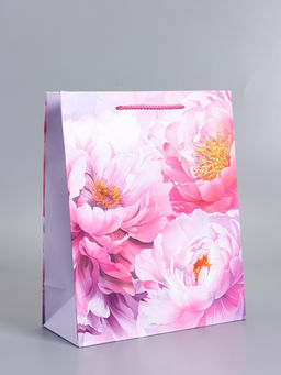 Пакет подарочный ламинированный «Пионы», 26×12×32 см