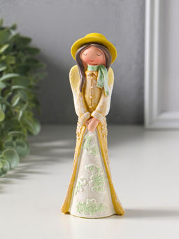Сувенир полистоун "Малышка-ангел в желтой накидке и шляпке" 6х4,2х17 см