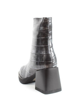 04-ZYM936 BLACK SILVER Ботильоны зимние женские (натуральная кожа, натуральный мех)