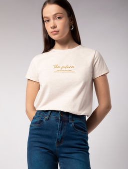 VILATTE / Футболка из премиального хлопка с принтом фольгой