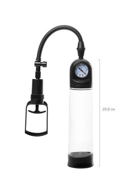 Помпа для пениса с монометром A-Toys by TOYFA Ebon, силикон, прозрачный, 20 см